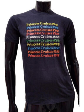 VTG 1980s PRINCESS CRUISES T-shirt Rainbow Princess Cruises Boutique Men's Med